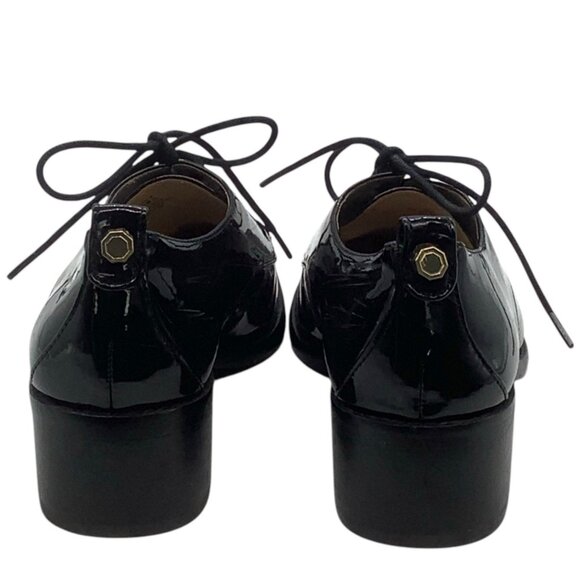 LOUISE ET CIE Lo-Fenn Lace Up Black Patent Leather Derby Shoes 8 Heeled Oxford W - Picture 7 of 9